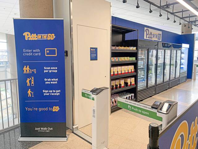 Pitt on the Go, the second Pitt retail location offering Amazon’s Just Walk Out technology, opens to attendees at Petersen Events Center.
