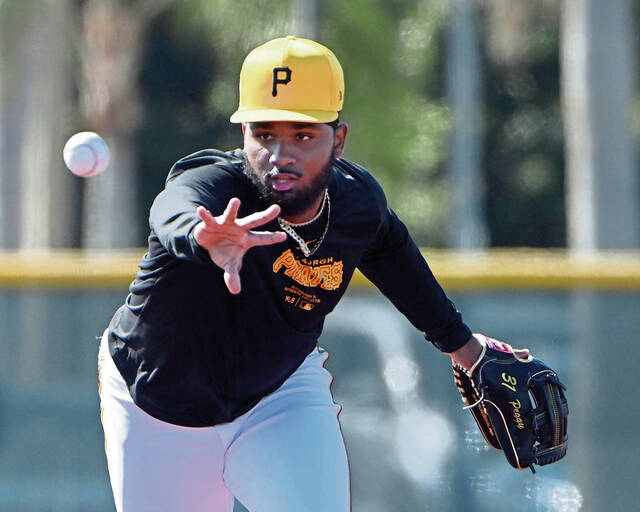 Pirates second baseman Liover Peguero works out Feb. 20 at Pirate City in Bradenton.