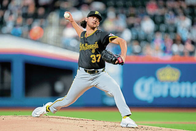 Pirates pitcher Jared Jones throws during the second inning against the Mets on Tuesday.