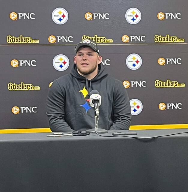 Steelers second round pick Zach Frazier meets with the media April 27, 2024, at the UPMC Rooney Sports Complex.
                                Steelers second round pick Zach Frazier meets with the media April 27, 2024, at the UPMC Rooney Sports Complex.