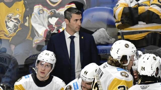 In four seasons as head coach of the Wilkes-Barre/Scranton Penguins, J.D. Forrest had a 113-102-37 record.