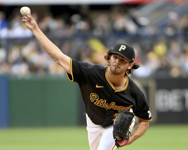 Pirates pitcher Jared Jones delivers during the first inning against the Rockies on Saturday, May 4, 2024, at PNC Park.