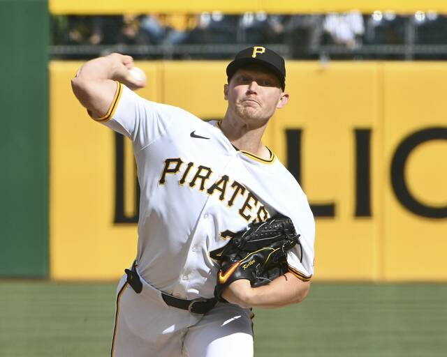 Pirates pitcher Mitch Keller delivers during the fourth inning against the Brewers on Saturday, May 24, 2025, at PNC Park.