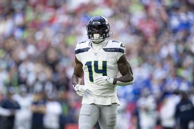 DK Metcalf #14 of the Seattle Seahawks runs during an NFL Football game against the Arizona Cardinals at State Farm Stadium on December 08, 2024 in Glendale, Arizona.