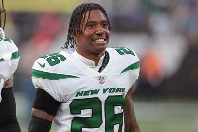 New York Jets cornerback Brandin Echols (26) reacts after the game against the Buffalo Bills at MetLife Stadium.