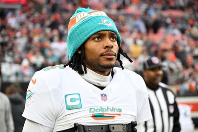 Jalen Ramsey #5 of the Miami Dolphins walks onto the field prior to a game against the Cleveland Browns at Huntington Bank Field on December 29, 2024 in Cleveland, Ohio.
