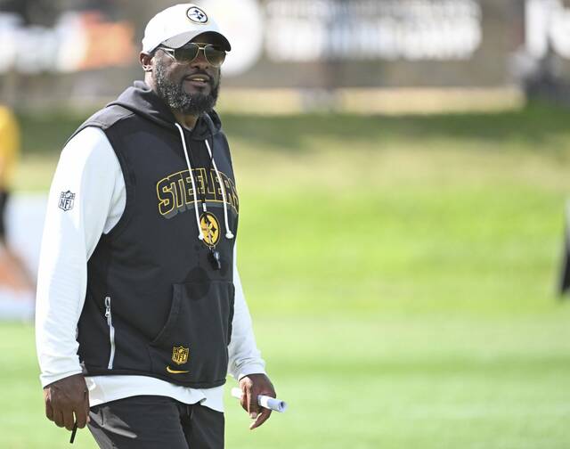 Steelers head coach Mike Tomlin on Monday, Aug. 11, 2025 at Saint Vincent College.
                                Steelers head coach Mike Tomlin on Monday, Aug. 11, 2025 at Saint Vincent College.