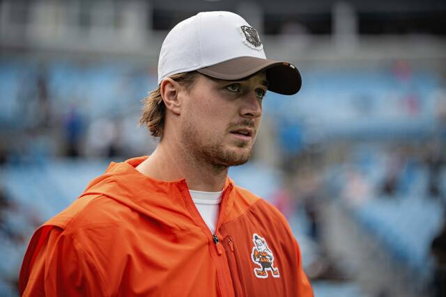 Browns quarterback Kenny Pickett looks on during a preseason game Friday.