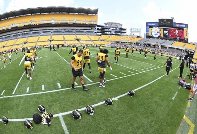 The Steelers and Bucs hold a joint practice Thursday at Acrisure Stadium.