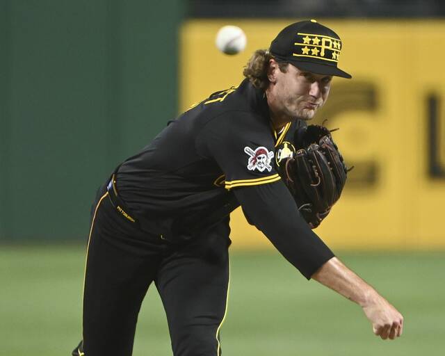 Pirates reliever Braxton Ashcraft pitches during the 11th inning against the Diamondbacks on Friday, July 25, 2025, at PNC Park.