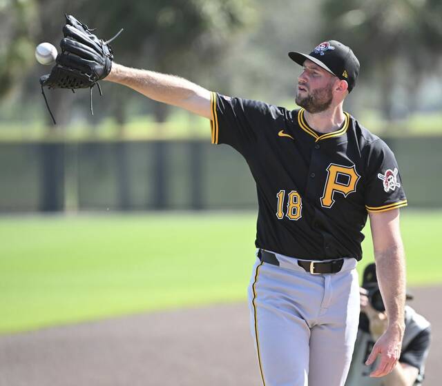 Pirates Tim Mayza during practice in Feburary at Pirates City in Bradenton, Fla.