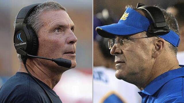 Duquesne coach Jerry Schmitt and Pitt coach Pat Narduzzi will square off Saturday.