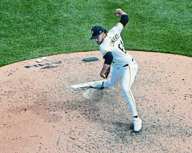 Pirates reliever Justin Lawrence pitches during the 13th inning against the Cardinals on April 9 at PNC Park.