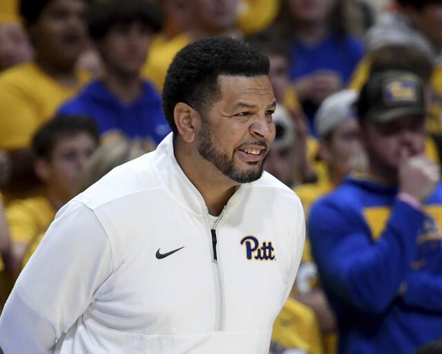 Pitt head coach Jeff Capel watches from the bench during the first half against Radford on Monday, Nov. 4, 2024, at Petersen Events Center.