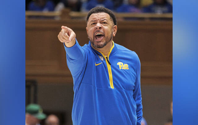 Pitt coach Jeff Capel directs his team during the first half of an NCAA college basketball game against Duke in Durham, N.C., Tuesday, Jan. 7, 2025.