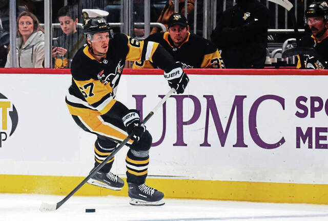 In nine games this season, Penguins forward Rickard Rakell has eight points (three goals, five assists).