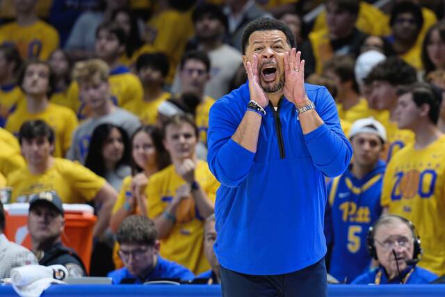 Pitt coach Jeff Capel directs traffic from the sideline against Youngstown State on Monday, Nov. 3, 2025, at Petersen Events Center.