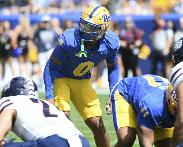 Pitt linebacker Braylan Lovelace has 65 tackles, two interceptions, two pass breakups and five quarterback hurries this season.