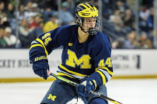 Michigan forward Will Horcoff was a first-round draft pick (No. 24 overall) by the Penguins in the 2025 NHL draft.