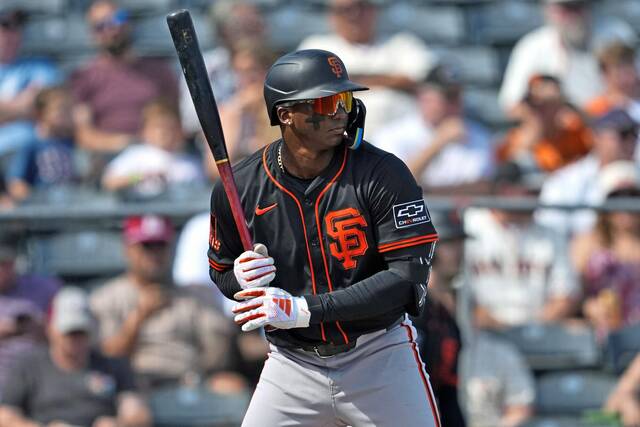 Marco Luciano is a former top-100 prospect who has played shortstop, second base and left field. (AP)