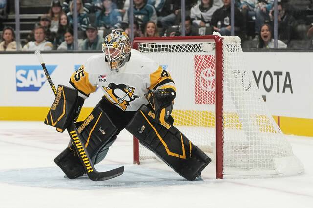 In 13 games this season, Penguins goaltender Tristan Jarry has a 9-2-1 record. (AP)