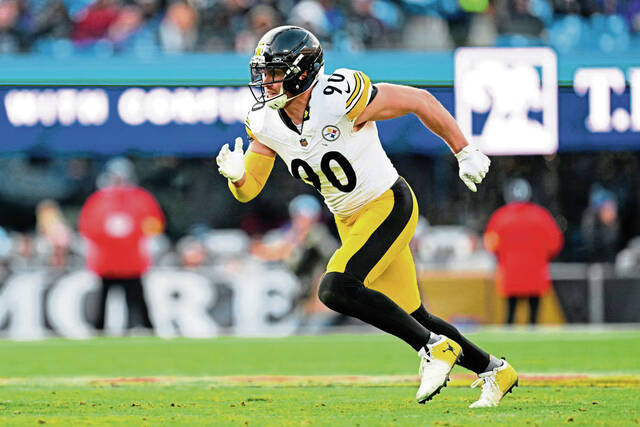 Pittsburgh Steelers linebacker T.J. Watt in action during the second half of an NFL football game against the Baltimore Ravens, Sunday, Dec. 7, 2025, in Baltimore.. (AP)