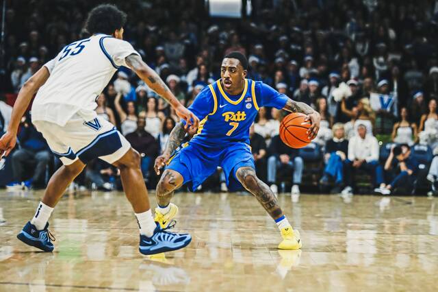 Pitt's Damarco Minor drives against Villanova on Saturday, Dec. 13, 2025. (Charles Gatewood | Pitt athletics)