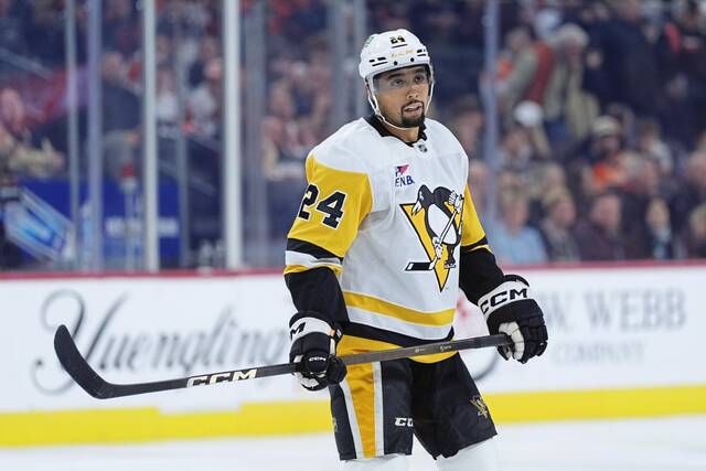 In 11 games with the Penguins this season, defenseman Matt Dumba has three points (one goal, two assists). (AP)