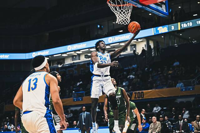 Pitt’s Barry Dunning Jr. gets to the rim against Binghamton on Wednesday. (Matt Hawley | Pitt Athletics)